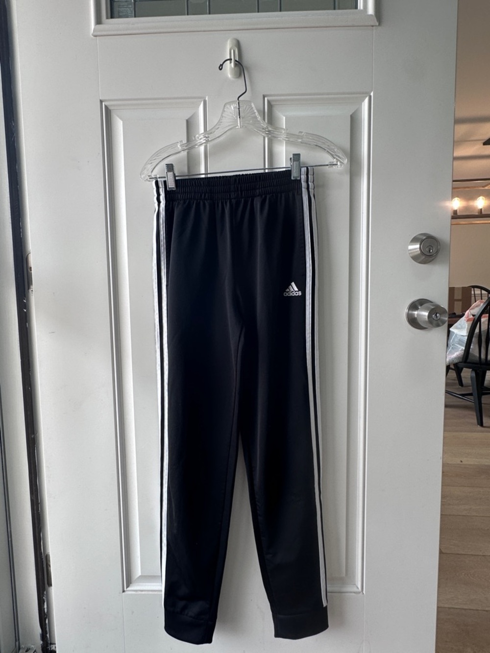 adidas Black Track Joggers with White Side Stripes